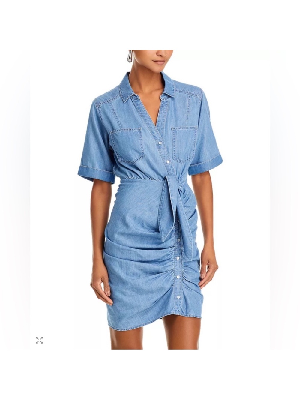 Veronica Beard Light Blue Denim Shirt Dress with Tie Waist